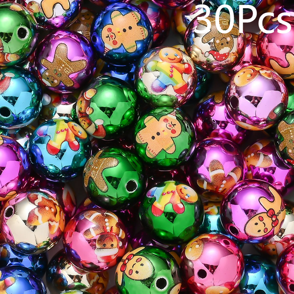 Christmas Gingerbread Man Acrylic Beads