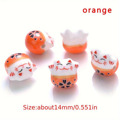 Mixed Lucky Cat Ceramic Beads
