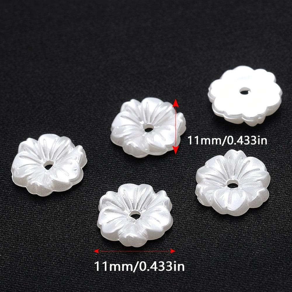 100PCS White Flower-Shaped Acrylic Bead Set