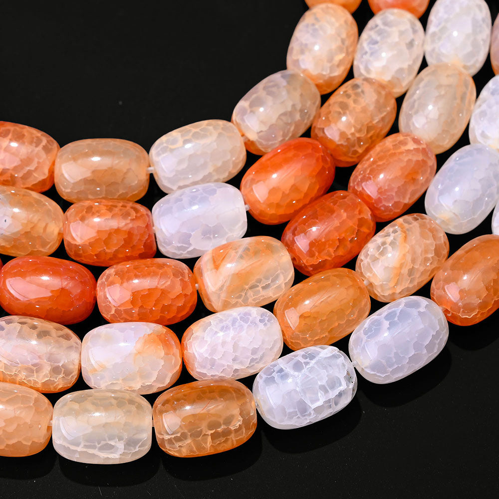 28pcs/strand 10x14mm Natural Agate Barrel Beads