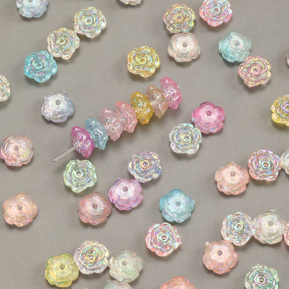 50pcs 8mm Glow-in-the-Dark Acrylic Flower Beads