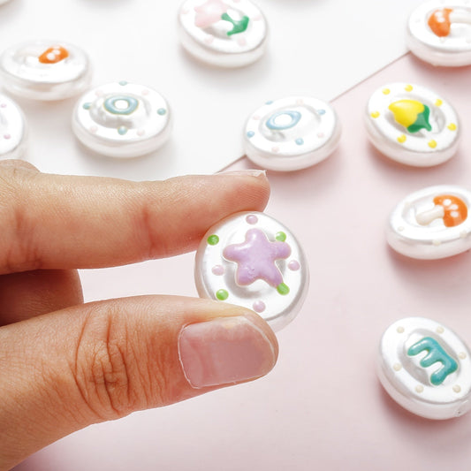 10PCS 18×21mm Hand-Painted Oval Acrylic Bead Set