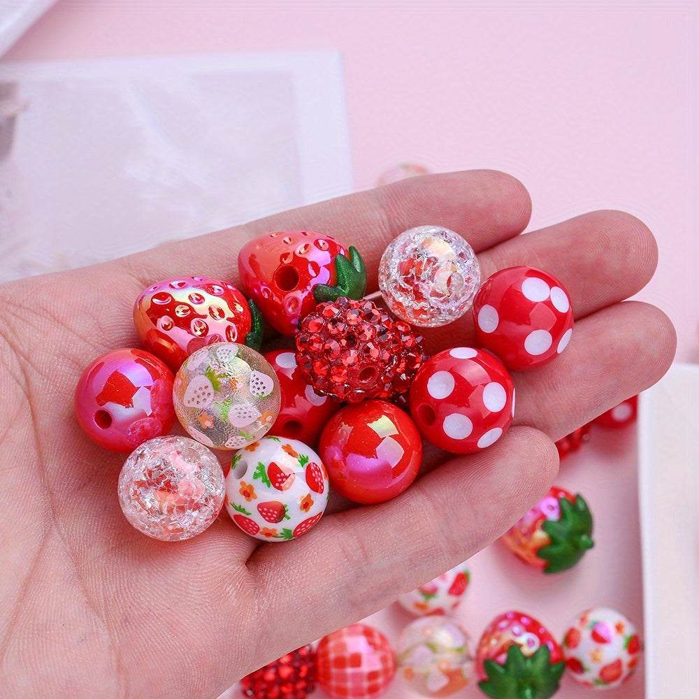 20pcs/set Strawberry Series Resin Beads Set