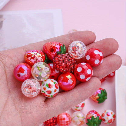 20pcs/set Strawberry Series Resin Beads Set