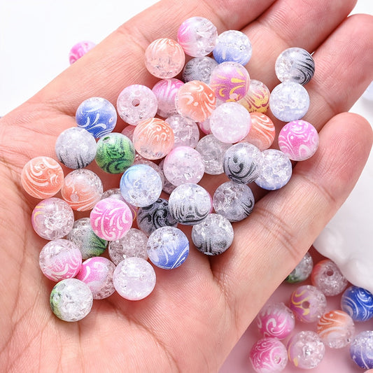 10mm Acrylic Gradient Cracked Beads - DIY Jewelry Making Kit for Bracelets