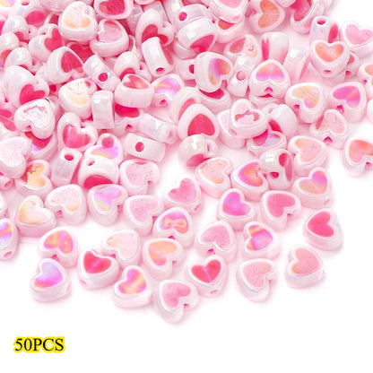 Shiny Heart Acrylic Spacer Beads