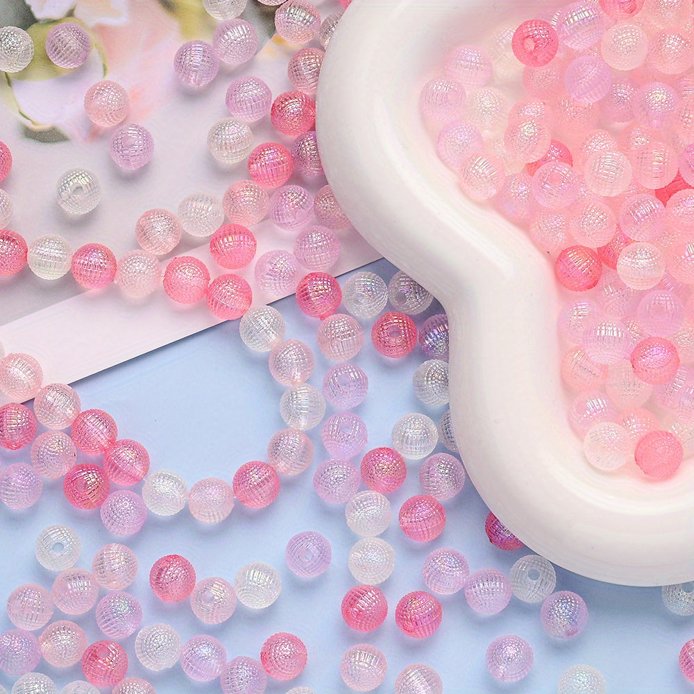 100pcs 8mm Pink Series AB Acrylic Round Beads