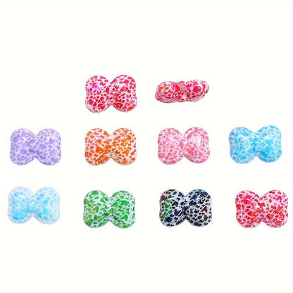 10PCS 18×25mm Leopard Bow Acrylic Bead Set