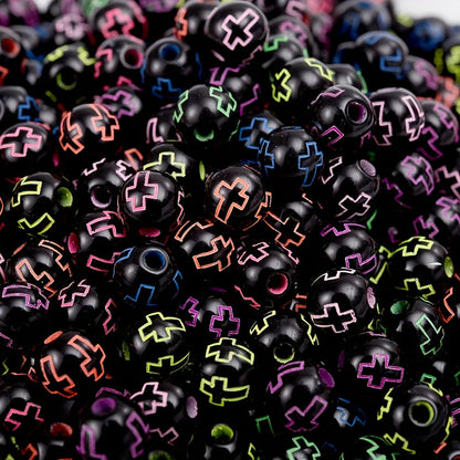 Round Cross Acrylic Beads