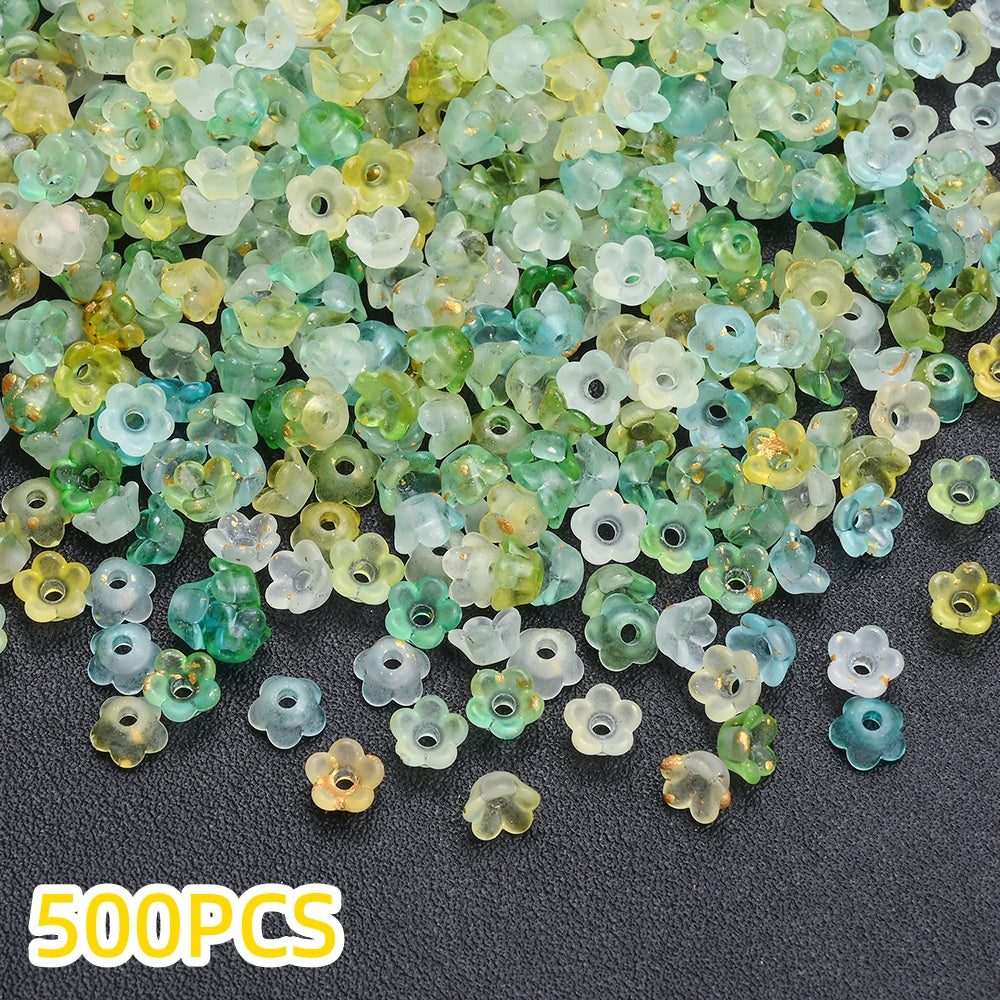 500pcs 3x6mm Lily of the Valley Acrylic Flower Cap Beads