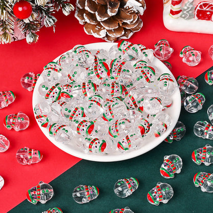 Clear Acrylic Christmas Snowman Beads