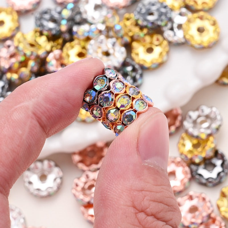 30/50pcs 12mm Wave Rhinestone Alloy Spacer Beads