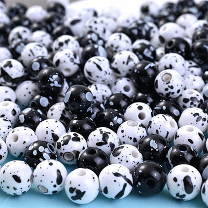 200pcs 10mm Acrylic Ink Painted Round Beads