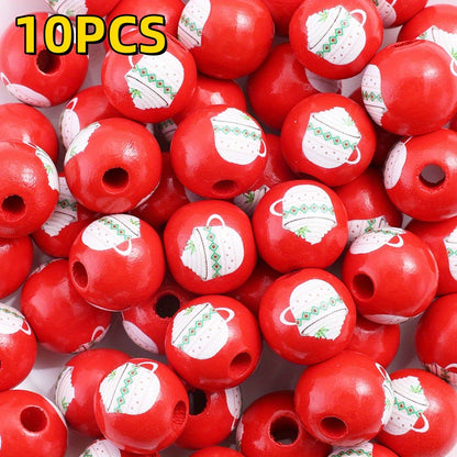 10pcs/set 16mm Christmas Wooden Beads