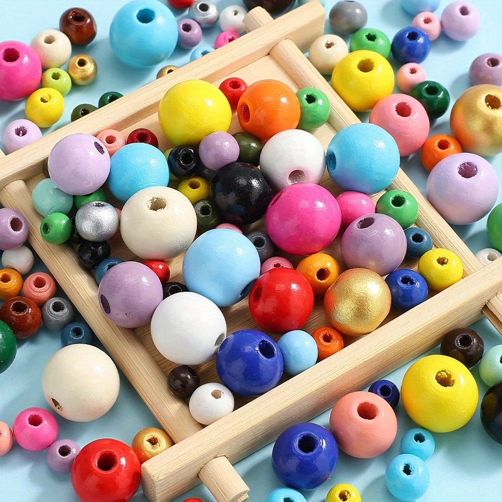 Multi Color Glossy Wood Beads