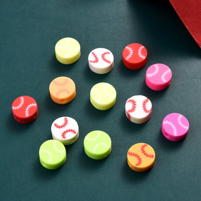 50-Piece 10 mm Mixed Sports Ball Soft Clay Beads