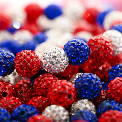 19-Piece Patriotic Rhinestone Ball Beads