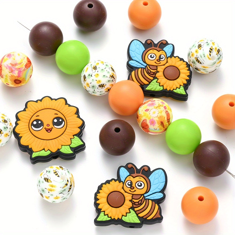 54pcs/set 15mm Silicone Sunflower Focal Beads