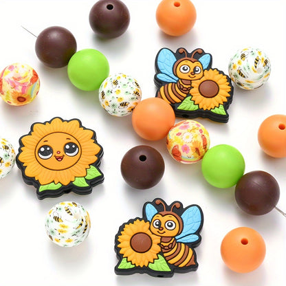 54pcs/set 15mm Silicone Sunflower Focal Beads