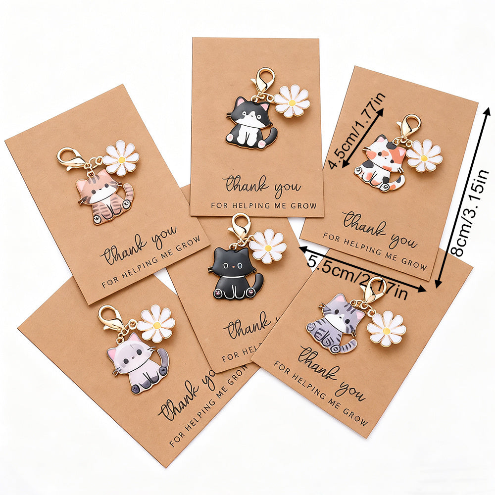 14-Set Enamel Cat Family Keychain & Charm Set