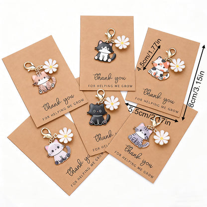 14-Set Enamel Cat Family Keychain & Charm Set