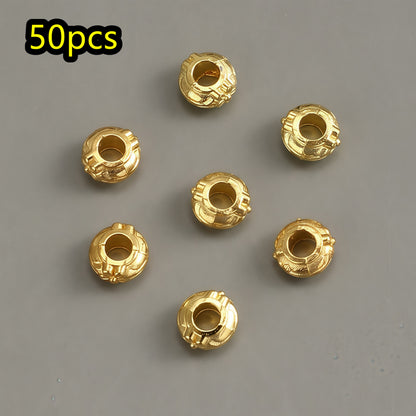 50pcs/set Pattern Engraved Golden & Silvery Spacer Beads