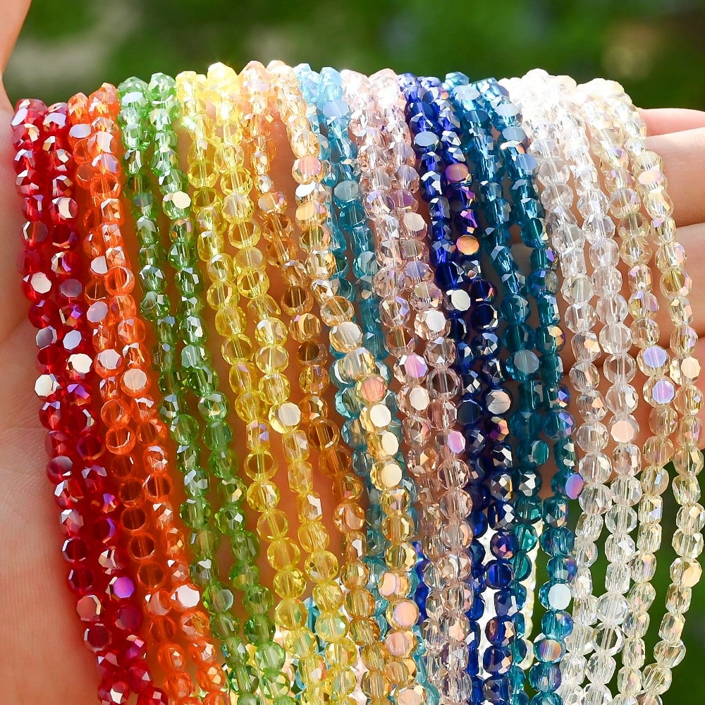Multicolor AB Faceted Glass Beads