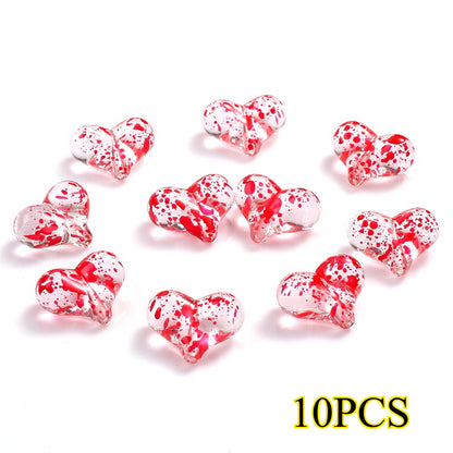 10pcs 17x21mm Starry Sky Heart Acrylic Beads