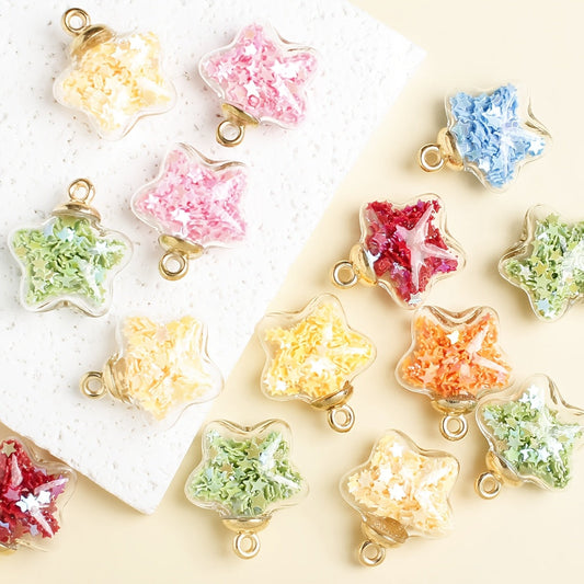 10PCS 20×22mm Colorful Five-Point Star Pendant Set