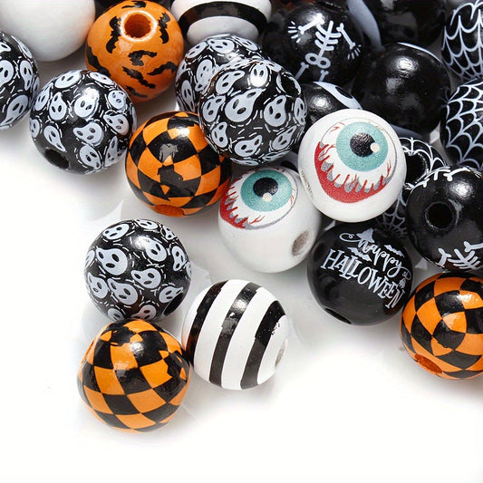 10PCS 16mm Multistyle Patterned Wooden Bead Set