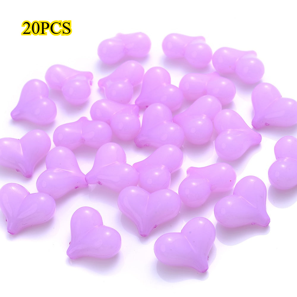 20PCS 17×21mm Multicolor Acrylic Heart Spacer Beads