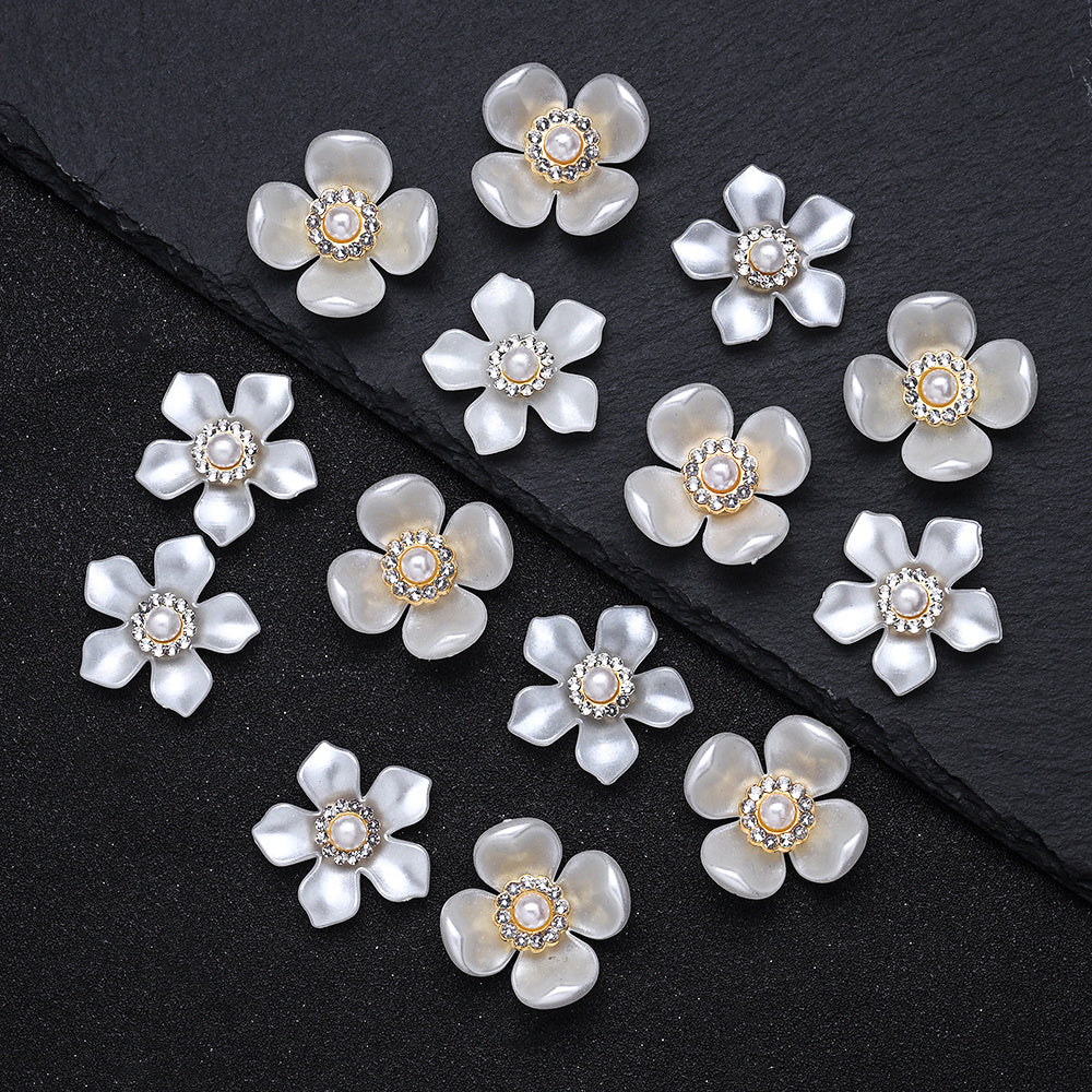 20pcs/set Flower Charm Beads with Artificial Pearl and Rhinestone