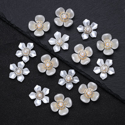 20pcs/set Flower Charm Beads with Artificial Pearl and Rhinestone