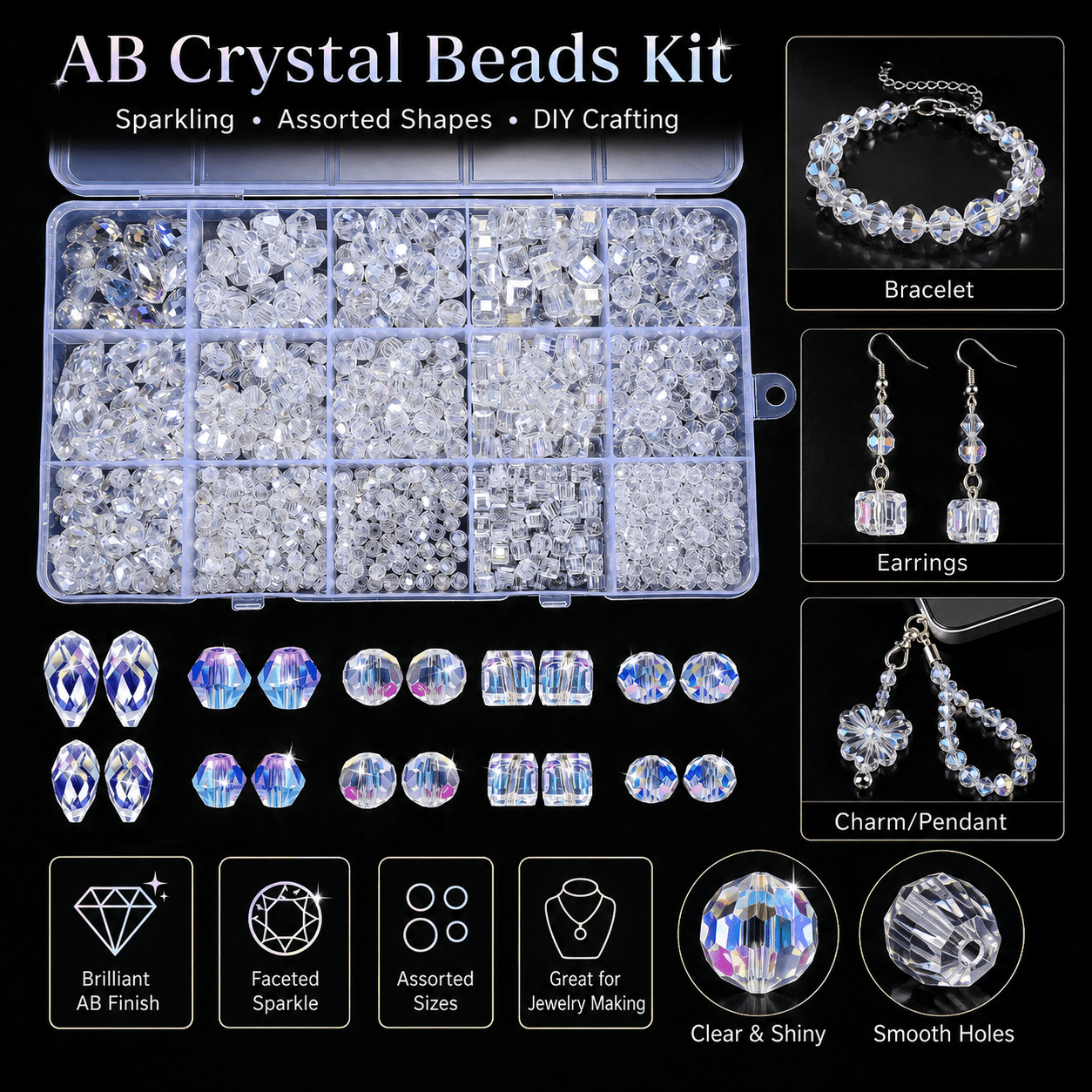 Clear Faceted Bead Assortment