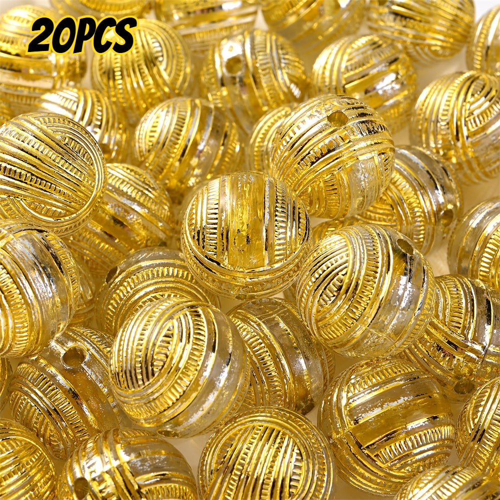 20pcs 16mm Mixed Color Line Round Acrylic Spacer Beads