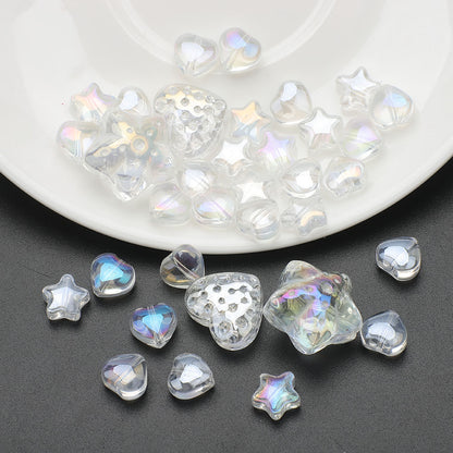34pcs Star & Heart Electroplated Glass Beads