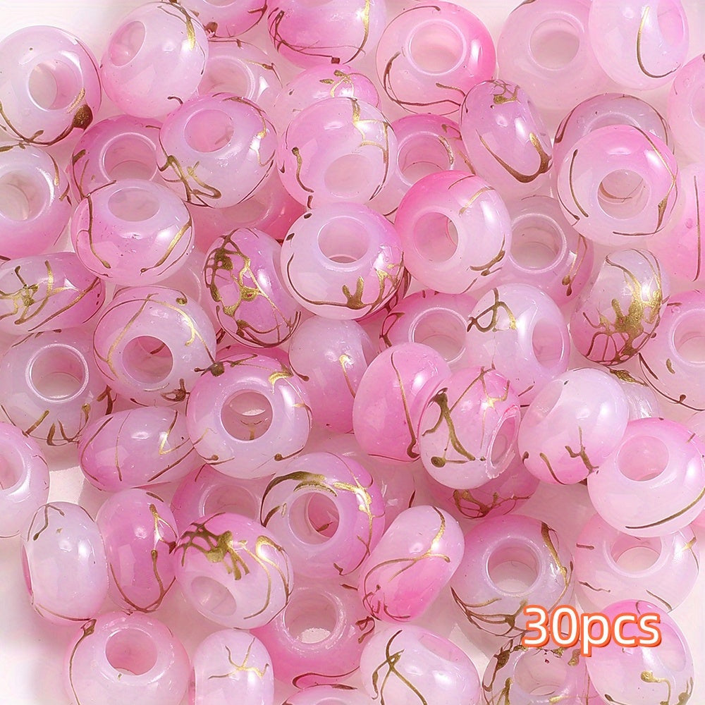 30pcs 9x14mm Golden Wire Acrylic Large Hole Beads