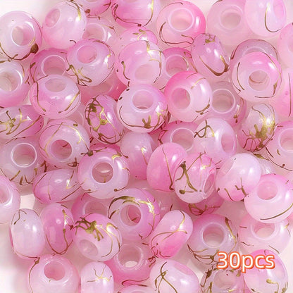 30pcs 9x14mm Golden Wire Acrylic Large Hole Beads