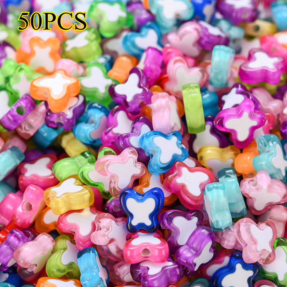 50pcs Colorful Star & Butterfly Acrylic Beads