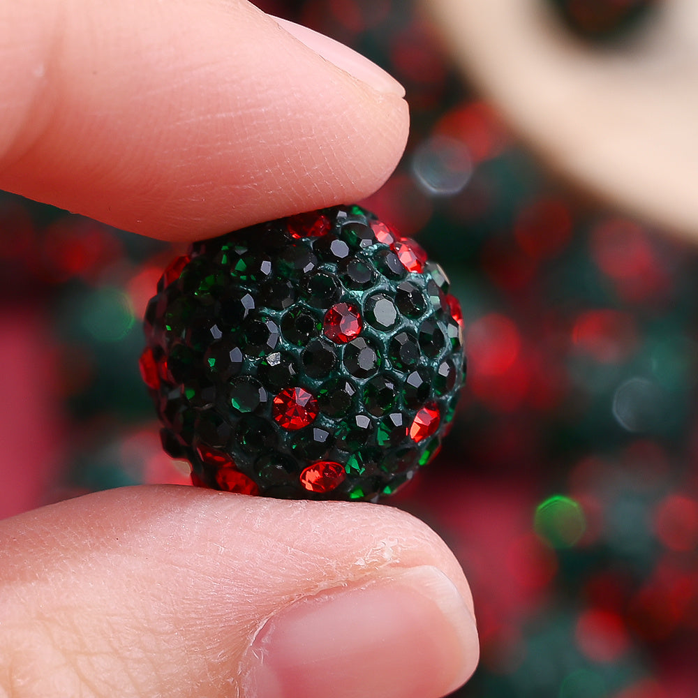 Christmas Polymer Clay Rhinestone Beads