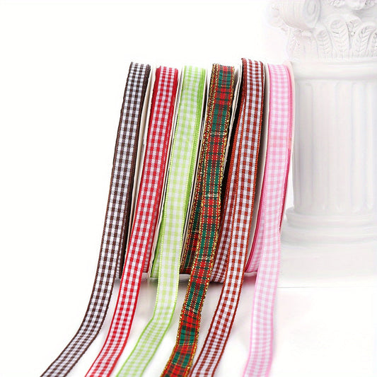 50 Yards/Roll 10 mm Christmas Plaid Satin Ribbon