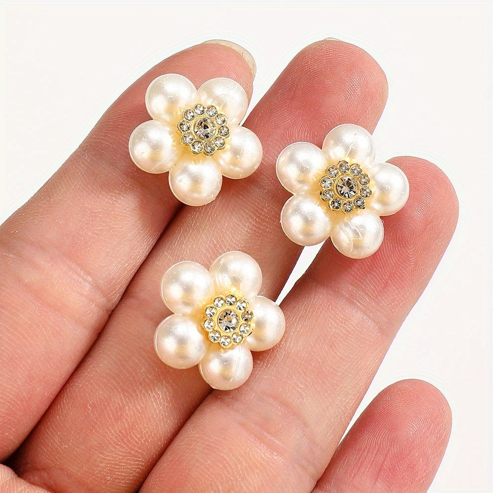 20pcs Acrylic Five Flower Rhinestone Decorative Beads