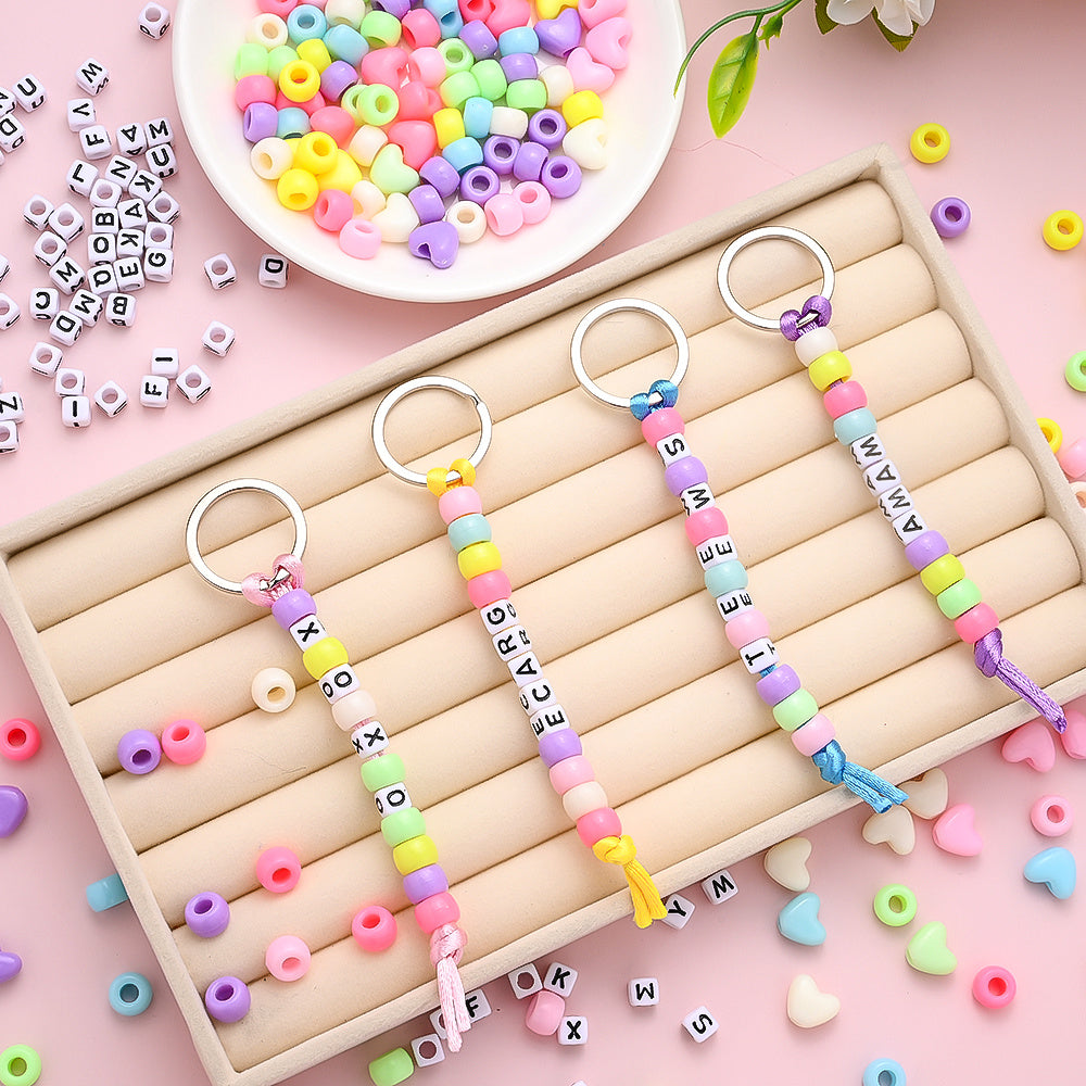 Heart Beaded Keychain DIY Kit