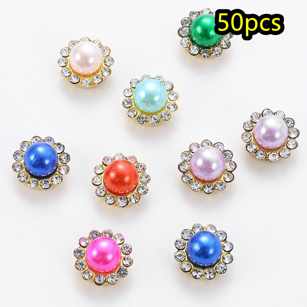 Flower Rhinestone Pearl Cabochons