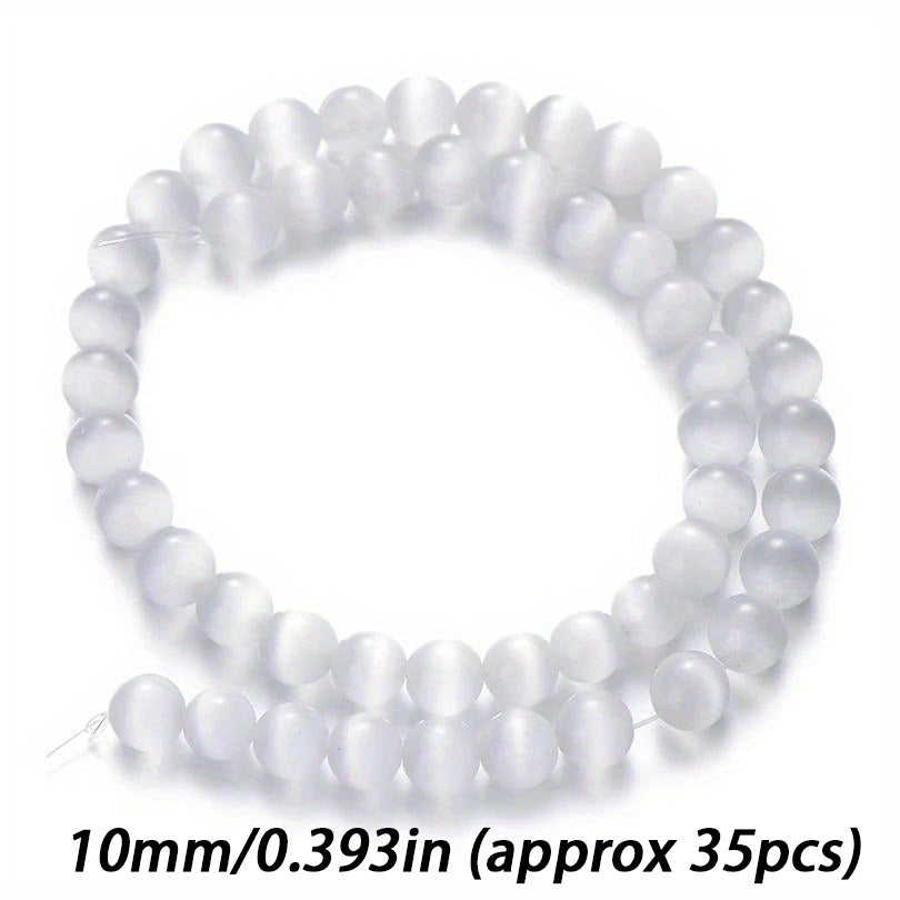 6/8/10mm White Celar Cat Eye Round Spacer Beads Stone Loose Beads