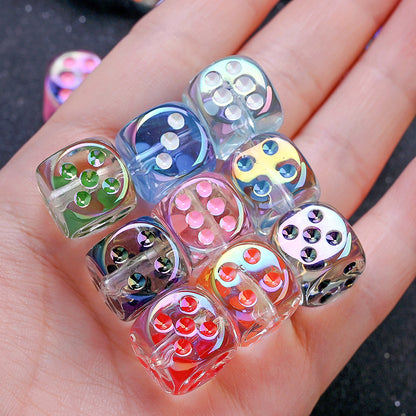 10pcs 14mm UV Plated Dice Beads