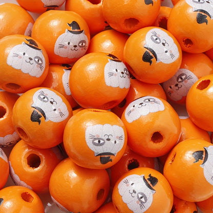 Halloween Bat Black Cat Wooden Spacer Beads