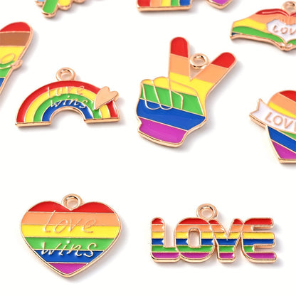 Rainbow Hand Love Alloy Pendants