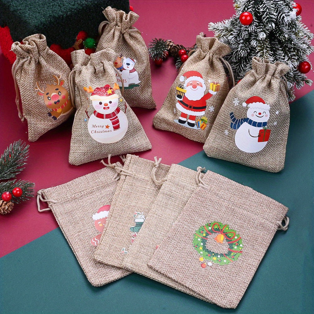 Christmas Linen Gift Bags