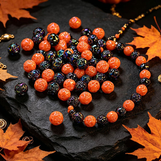 100pcs 15mm 3D Woven Yarn Balls Pumpkin Acrylic Beads